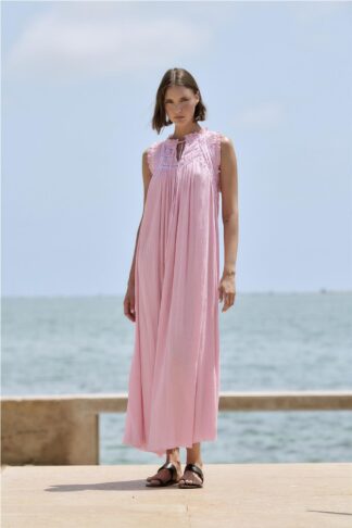 Vestido largo fluido rosa