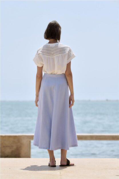 Falda lino celeste