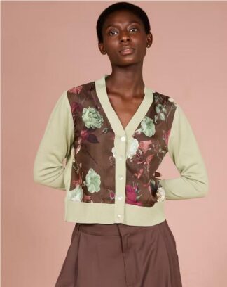 Cardigan combinado con seda