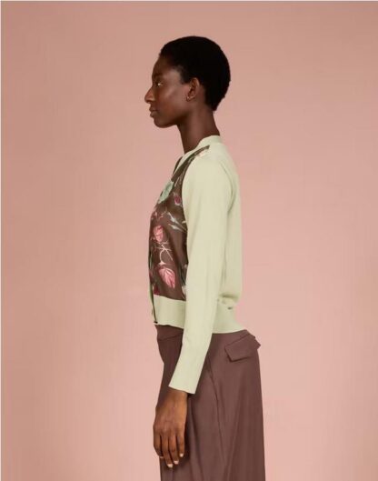 Cardigan combinado con seda