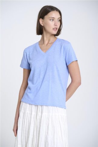 Camiseta escote en V manga corta AZUL