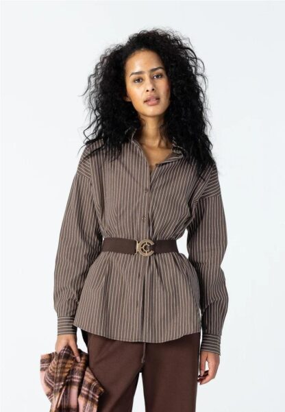 Camisa rayas boxy chocolate